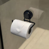 Suporte Porta Papel Higienico Fixação por Ventosa Preto Fosco - Ela Decora